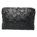 BOTTEGA VENETA Maxi INTRECCIATO Clutch Bag Leather Black Silver Auth bs25134-13