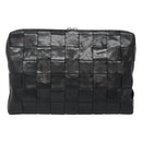 BOTTEGA VENETA Maxi INTRECCIATO Clutch Bag Leather Black Silver Auth bs25134-2