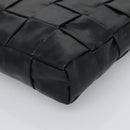 BOTTEGA VENETA Maxi INTRECCIATO Clutch Bag Leather Black Silver Auth bs25134-7