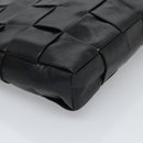 BOTTEGA VENETA Maxi INTRECCIATO Clutch Bag Leather Black Silver Auth bs25134-14