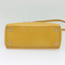 FENDI Hand Bag Leather 2way Yellow Silver Auth bs25136-5