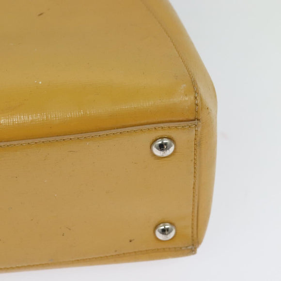 FENDI Hand Bag Leather 2way Yellow Silver Auth bs25136
