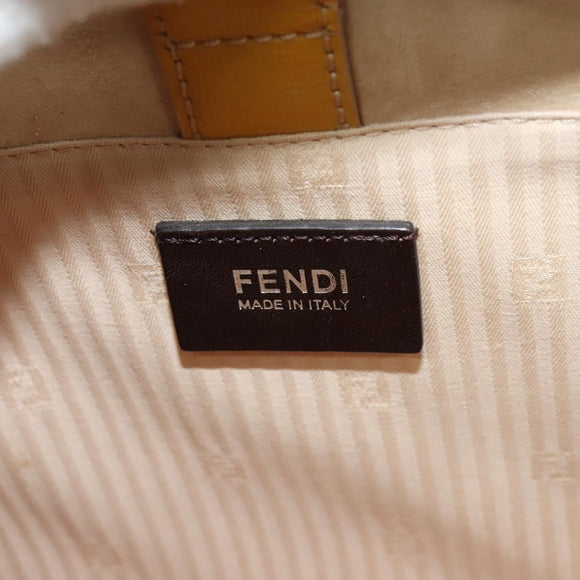 FENDI Hand Bag Leather 2way Yellow Silver Auth bs25136
