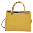 FENDI Hand Bag Leather 2way Yellow Silver Auth bs25136-13