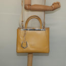 FENDI Hand Bag Leather 2way Yellow Silver Auth bs25136-23