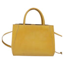FENDI Hand Bag Leather 2way Yellow Silver Auth bs25136-2