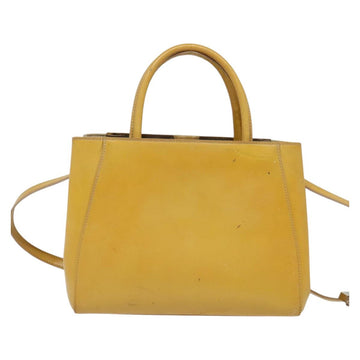 FENDI Hand Bag Leather 2way Yellow Silver Auth bs25136 - 0