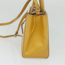FENDI Hand Bag Leather 2way Yellow Silver Auth bs25136-4
