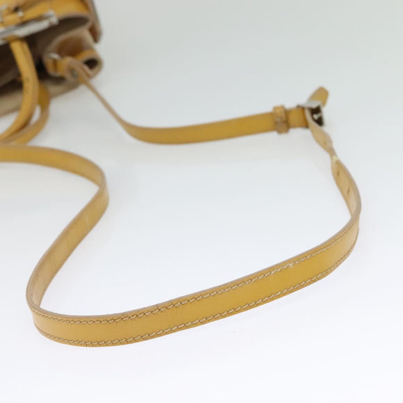 FENDI Hand Bag Leather 2way Yellow Silver Auth bs25136