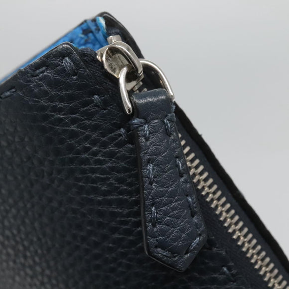 FENDI Celeria Clutch Bag Leather Black Auth bs25137