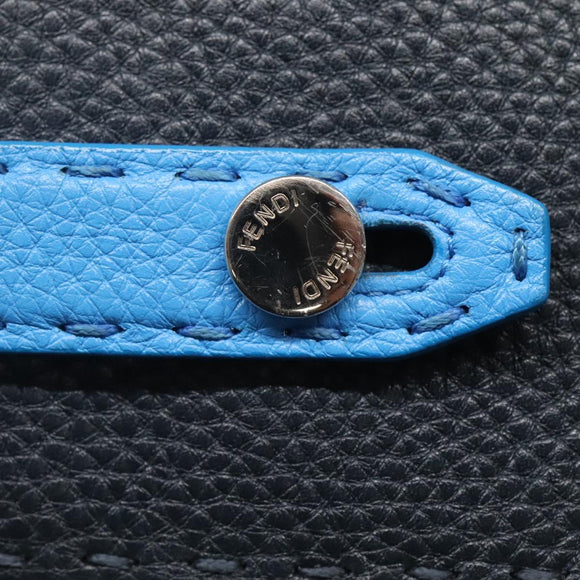 FENDI Celeria Clutch Bag Leather Black Auth bs25137