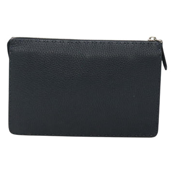FENDI Celeria Clutch Bag Leather Black Auth bs25137 - 0