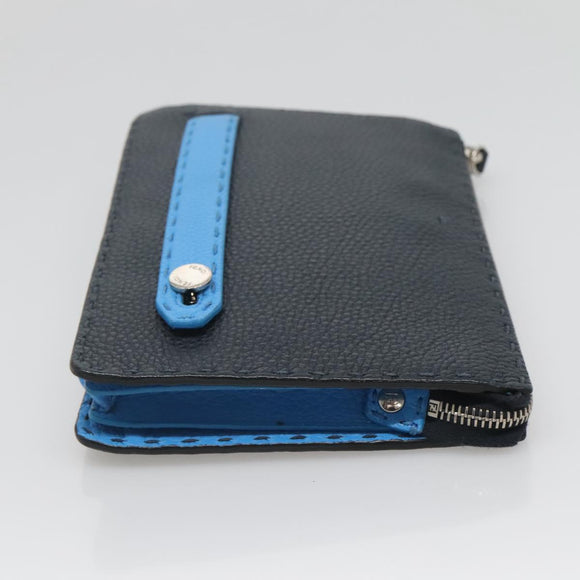 FENDI Celeria Clutch Bag Leather Black Auth bs25137