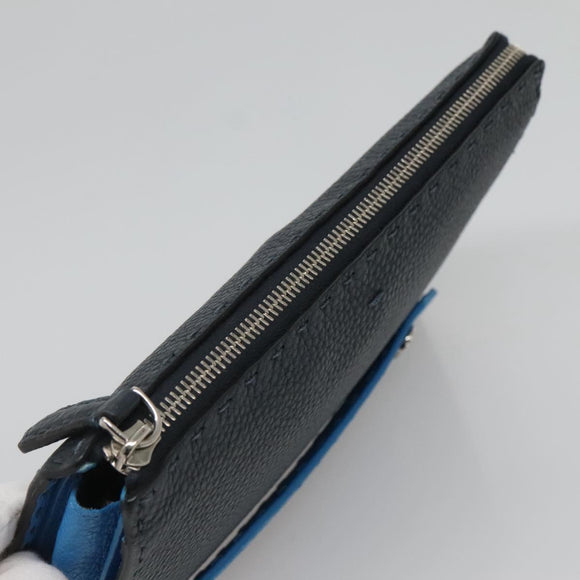 FENDI Celeria Clutch Bag Leather Black Auth bs25137