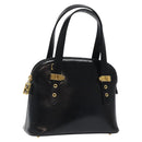 FENDI Hand Bag Leather Black Gold Auth bs25138-1