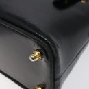 FENDI Hand Bag Leather Black Gold Auth bs25138-9