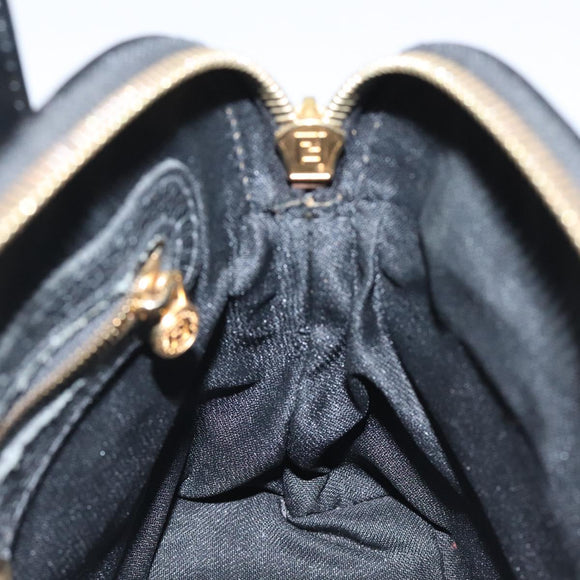 FENDI Hand Bag Leather Black Gold Auth bs25138