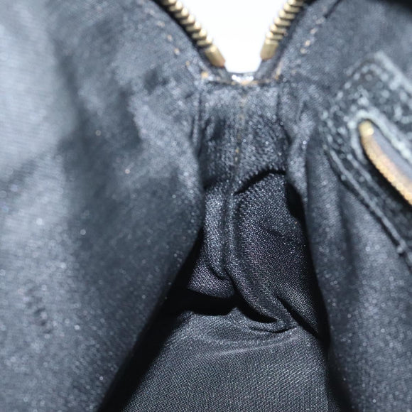 FENDI Hand Bag Leather Black Gold Auth bs25138