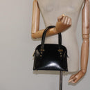 FENDI Hand Bag Leather Black Gold Auth bs25138-22