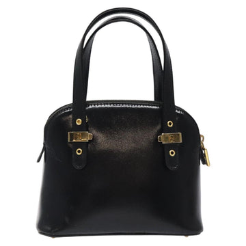 FENDI Hand Bag Leather Black Gold Auth bs25138 - 0