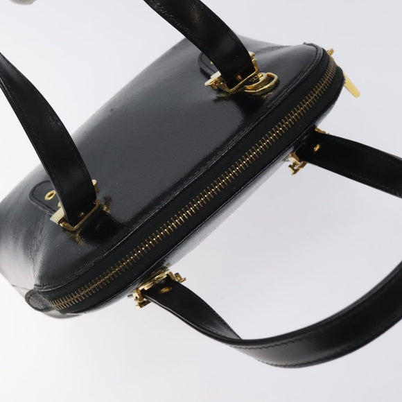 FENDI Hand Bag Leather Black Gold Auth bs25138