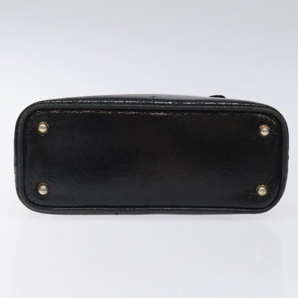 FENDI Hand Bag Leather Black Gold Auth bs25138