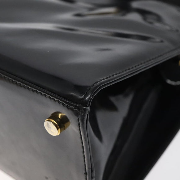 Salvatore Ferragamo Shoulder Bag Enamel Black Gold Auth bs25142