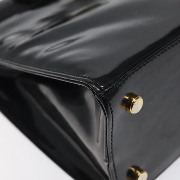 Salvatore Ferragamo Shoulder Bag Enamel Black Gold Auth bs25142