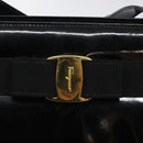 Salvatore Ferragamo Shoulder Bag Enamel Black Gold Auth bs25142-17