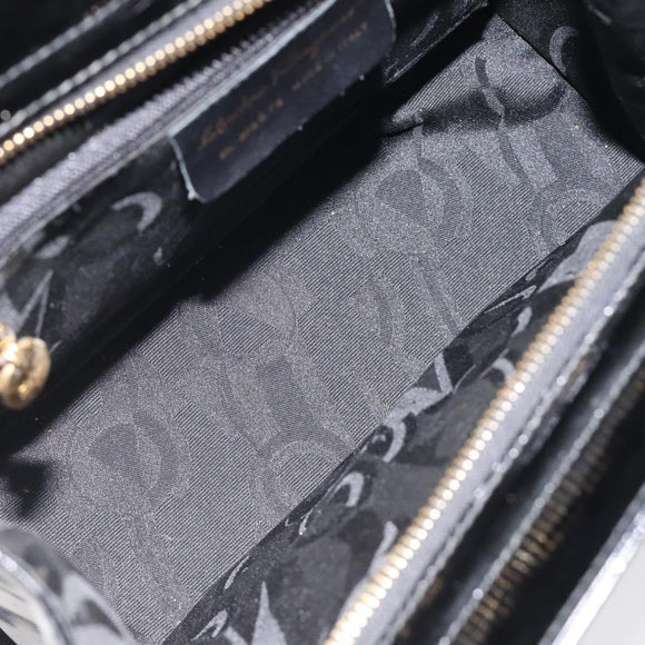 Salvatore Ferragamo Shoulder Bag Enamel Black Gold Auth bs25142