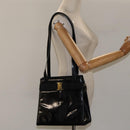 Salvatore Ferragamo Shoulder Bag Enamel Black Gold Auth bs25142-21