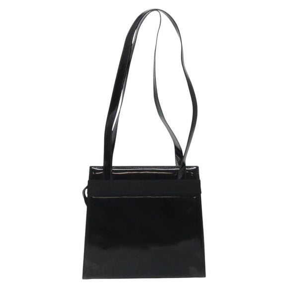 Salvatore Ferragamo Shoulder Bag Enamel Black Gold Auth bs25142