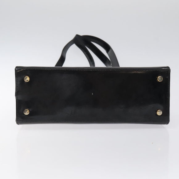 Salvatore Ferragamo Shoulder Bag Enamel Black Gold Auth bs25142