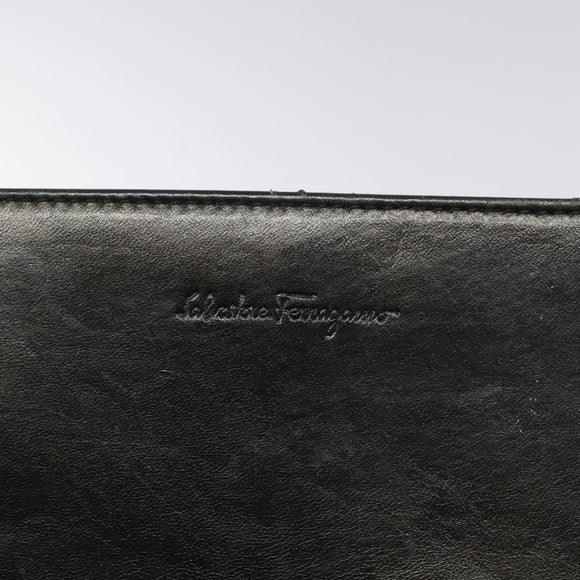 Salvatore Ferragamo Shoulder Bag Leather Black Silver Auth bs25143