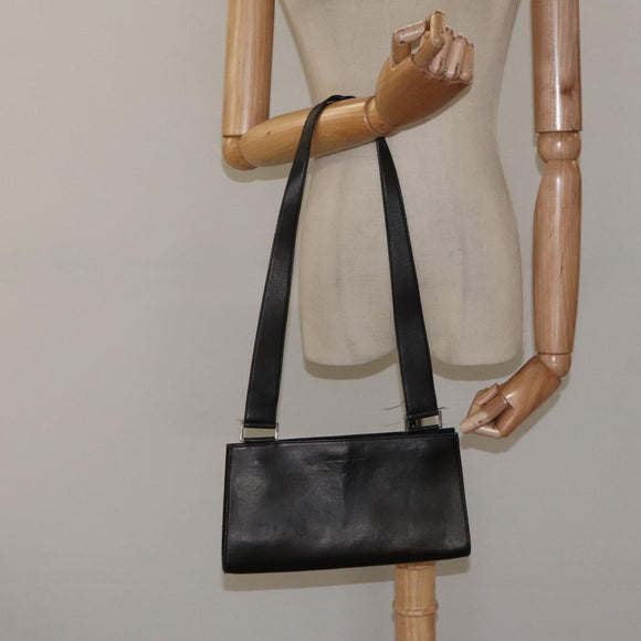 Salvatore Ferragamo Shoulder Bag Leather Black Silver Auth bs25143