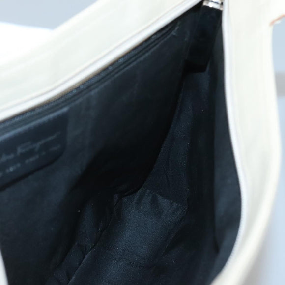 Salvatore Ferragamo Shoulder Bag Canvas Beige Silver Auth bs25144