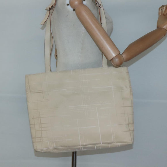 Salvatore Ferragamo Shoulder Bag Canvas Beige Silver Auth bs25144