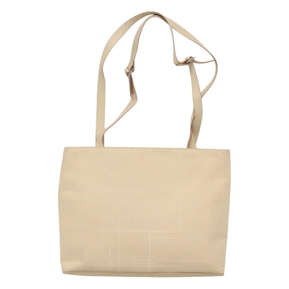 Salvatore Ferragamo Shoulder Bag Canvas Beige Silver Auth bs25144