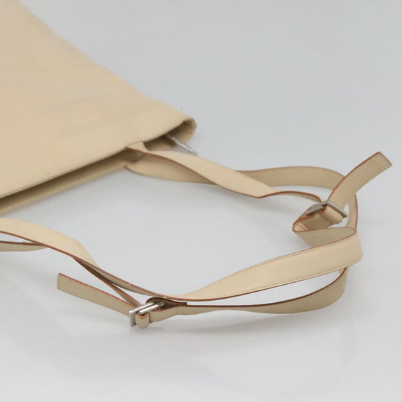 Salvatore Ferragamo Shoulder Bag Canvas Beige Silver Auth bs25144