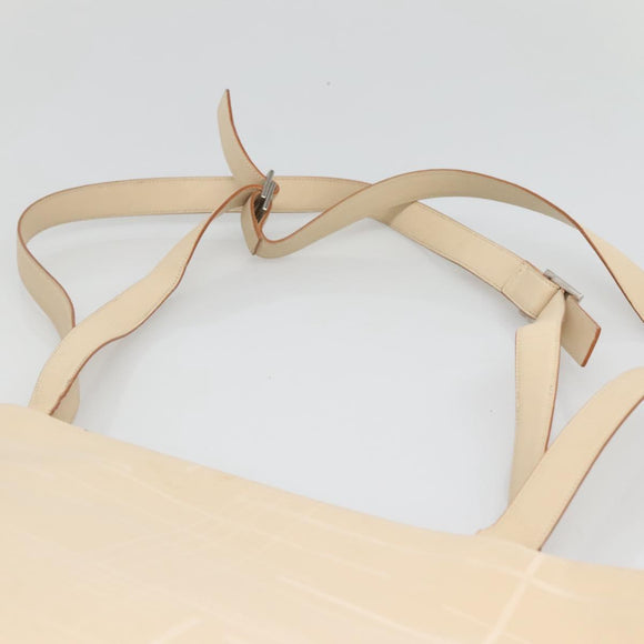 Salvatore Ferragamo Shoulder Bag Canvas Beige Silver Auth bs25144