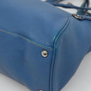 Salvatore Ferragamo Gancini Shoulder Bag Leather Blue Silver Auth bs25145-9