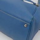 Salvatore Ferragamo Gancini Shoulder Bag Leather Blue Silver Auth bs25145-15