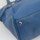 Salvatore Ferragamo Gancini Shoulder Bag Leather Blue Silver Auth bs25145-16