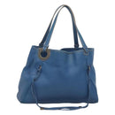 Salvatore Ferragamo Gancini Shoulder Bag Leather Blue Silver Auth bs25145-1