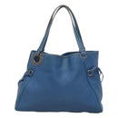 Salvatore Ferragamo Gancini Shoulder Bag Leather Blue Silver Auth bs25145-13