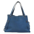 Salvatore Ferragamo Gancini Shoulder Bag Leather Blue Silver Auth bs25145-2