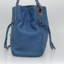 Salvatore Ferragamo Gancini Shoulder Bag Leather Blue Silver Auth bs25145-3