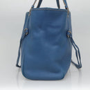 Salvatore Ferragamo Gancini Shoulder Bag Leather Blue Silver Auth bs25145-4