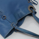 Salvatore Ferragamo Gancini Shoulder Bag Leather Blue Silver Auth bs25145-6