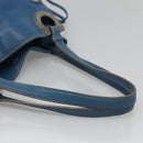 Salvatore Ferragamo Gancini Shoulder Bag Leather Blue Silver Auth bs25145-7